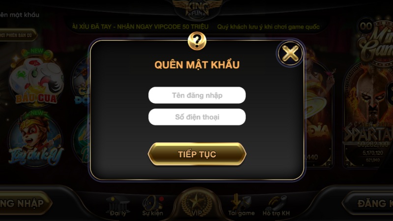 Quên mật khẩu Kingfun làm sao?