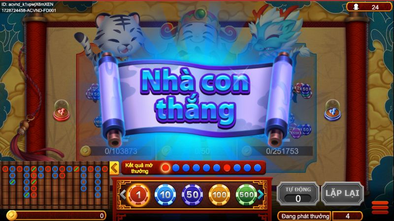 Tỷ lệ phát thưởng game bài Xúc Xắc Phú Quý